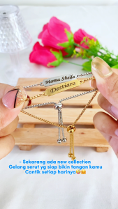 Destiara Bracelets Gelang Serut Custom Nama Grafir Laser Bahan Titanium Steel Anti Karat Stainless