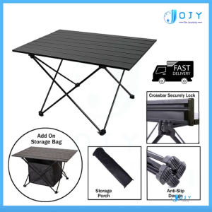 【Local shipment】Full Black Foldable Camping Table Portable Folding Table Camping Picnic Outdoor Mini Table Ultralight Aluminium Alloy Folding Table Hiking Camp Meja Lipat Egg Roll BBQ Beach Picnic Table with Storage Bag