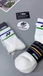 Combo 5 đôi - Tất cầu lông Yonex viền xanh đỏ cá tính 75th Vớ thể thao nam nữ dày dặn chuyên dụng tập luyện và thi đấu