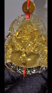 (SG Seller Ready Stocks) Glazed Glass (Liuli) Maitreya Pusa Hanging Ornament 琉璃黄色弥勒菩萨吊挂