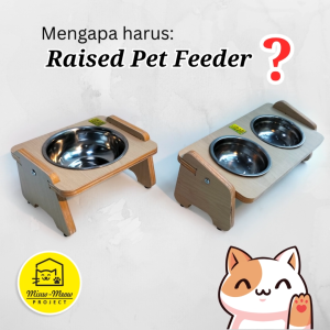 Tempat Makan Kayu 1 bowl Stainless Steel PET FEEDER Kucing - Anjing
