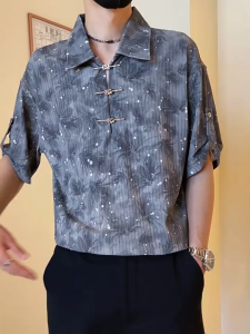 Mens short sleeved shirt with a high-end summer fashion brand new Chinese tie dye shirt 2024 new mens top Polo shirt fashionable mens T-shirt