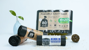 ถุงขยะย่อยสลายได้100%สีดำใช้กับห้องน้ำพกพา  ถุงเก็บปายโอเมต ถุงห้องน้ำพกพา ถุงดำลดมูลพิษ ถุงเก็บอึ toilet replacement bags