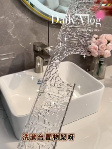 Bathroom Rack Shelf Toilet Wall Mounting Storage Shelves No Hack Nail Adhesive Transparent