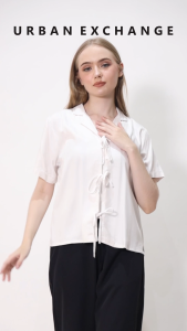 Urban Exchange Nicky White Blouse - Atasan Blouse Korean Style Lengan Pendek