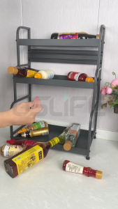 Gslife Kệ Gia Vị 2&3 Tầng Cao Cấp Sơn Đen Tĩnh Điện Có Ống Cắm Đũa Và Giá Để Thớt Quá Tiện Đa Năng