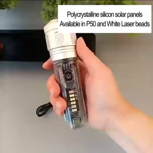 X-36 High-Power Solar Rechargeable LED Flashlight with Multi-Function Lighting and Zoom for Camping & Hiking