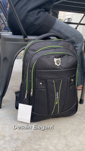 [ COD - RJMEDIA ] PROMO SERBA 74.999 Tas Ransel Pria Polo Alfito Warna Hitam List Hijau Sekolah SMP SMA Kuliah Kerja Backpack Laptop In FREE Raincover Tas Punggung Premium Termurah Bahan Kuat Tebal Berkualitas Tas Gendong Cowok Hangout Stylish Terlaris