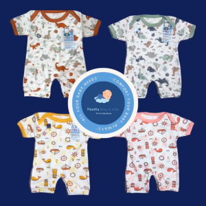 Romper Bayi Katun Newborn Doubleknit Motif Earth Tone FIYELI 3 in 1