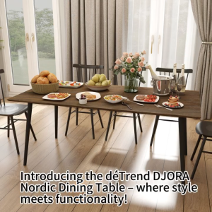 déTrend Farmhouse Style Solid Wood Rectangular Dining Table for 7-10 People - 71 Inch New Brown