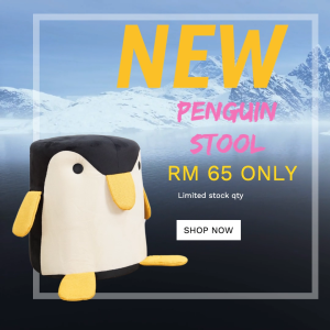 LOFT Design PENGUIN Round Stool velvet fabric cartoon stool-Black