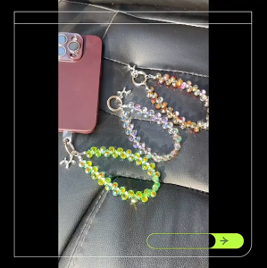 Luxury High-End Mobile Phone Chain Crystal Bead Portable Chain Wrist Short Lanyard with Clip Phone Case Keychain Pendant