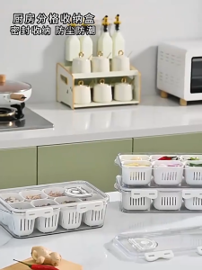 กล่องใส กล่องเก็บอาหาร กล่องเก็บของในตู้เย็น แบ่งช่อง ระบายน้ํา พร้อมฝาปิด กล่องผัก ปิดผนึก รักษาความสด อุปกรณ์ครัว สําหรับห้องครัว