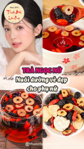 Trà ngọc nữ mix sẵn trà thảo mộc gồm: Dâu tằm táo đỏ kỳ tử thục địa đậu đen tây dương sâm