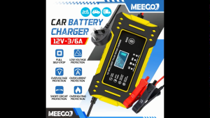 MeeGoo 12V 6A Car Battery Charger LED Display Motorcycle And Car Acid Battery Charger UK Plug Smart Car And Motorcycle Battery Pulse Repair 3Pin Plug Intelligent Auto Motorcycle Battery Pulse Repair For Cars Penuatan Bateri Kereta 汽车电池充电器