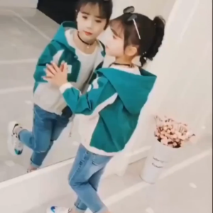 Binilin jacket kids girl winter clothes kids Color Block Design Girls Hooded Zipper Cardigan Jacket Soft Loose Comfortable