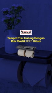 Ceramax Tempat Tisu Gulung Dengan Rak Plastik 8051 Hitam