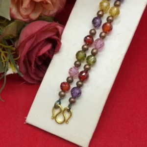 สร้อยคอพลอยมณีใต้น้ำนพเก้า ความยาว 26 นิ้ว ตัวเรือนทองเหลือง งานดิบไม่ชุบ เสริมอำนาจ วาสนา พร้อมส่ง