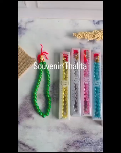 Souvenir pernikahan isi 100pcs TASBIH MUTIARA 33 berkilau kemas MIKA MOTIF