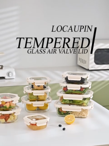 Locaupin Airtight Borosilicate Lunchbox Glass Tempered Cover Leakproof Meal Prep Food Container Lunchbox for Adult