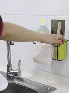 [SG] Hanging Storage Rack Kitchen Rag Dish Cloth Sponge Holder Storage Basket Bathroom Towel Drain Rack Kitchen Organizer