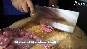 Asta Pisau Super Tajam Jumbo Stainless Steel Handle Kayu Chef Knife Golok Daging Pisau Cacah Tulang
