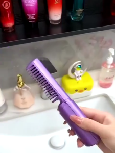 Portable Straight hair comb 2 in 1 Hair Straightener Comb Negative Ion Hair Heating Wireless Hot Curler USB Hair Anti Scald Hair Comb