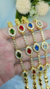 Gelang Rantai Elegant Bangle Zircon Warna Untuk Wanita Dewasa Terbaru Gelang Kendari Lapis Emas 18K Gold Batu Kristal Crystal Warn Xuping Bracelet