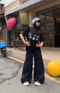 FRAN New Retro Loose Jeans Women High Waisted Wide Leg Pants