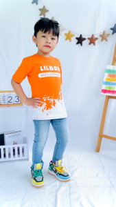 Atasan Anak Cowo Kaos: Motif Unik Orange KL 006