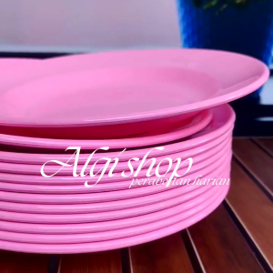 8Pcs Piring makan melamin besar 23cm bulat cekung