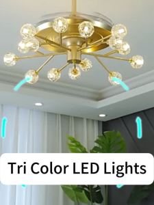 Luxury LED Crystal Fan Chandelier Indoor Lighting for Bedroom Living Room Fixture Decoration Luster Lamp