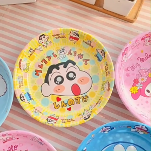 จานเมลามีน 8 นิ้ว จานก้นลึก จานแบน Crayon Shin-chan ลายการ์ตูน คิตตี้  เครยอนชินจัง Kuromi จานขนมปัง ของว่าง ผลไม้ พร้อมส่ง!