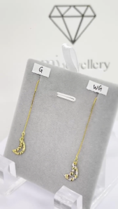MJ Jewellery 5G Gold Collection Gold Moon Chain Drop Earrings S18 375 Gold & 916 Gold