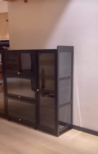 4/5Door bearing Display Cabinet Acrylic Bamboo Three Sided Transparency for living room display