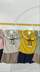 Setelan Rok Anak Perempuan usia 1 tahun bahan katun adem