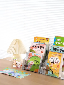 e99store Book Holder Brochure Display Stand or Wall Mount  3 Tier Magazine Holder Clear Stands for Display