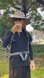 Summer Men Camping 15cm big Brim Sun Protection Fisherman Hat Outdoor Riding Mountaineering Fish Hat UPF50+ Breathable Hat