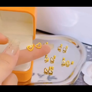 Original Saudi Gold 24k nasasangla pawnable earrings baby scrub lucky clover love jewelry set for kids girls hypoallergenic