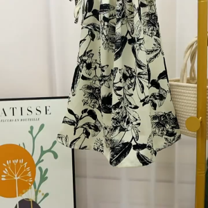 Babyonline(Y501)M6 ชุดกระโปรงแฟชั่นเด็กผู้หญิงสายเดี่ยวแบบผูกไหล่ ผ้าฝ้าย นิ่ม ใส่สบาย