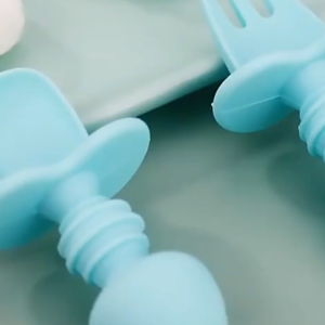 Ivorybaby 2In1 Sendok&Garpu Bayi Silikon Feeding Makan Bayi Set