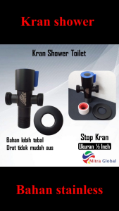 Stop Kran Cabang Tee Stainless Stop Kran Shower Toilet Stop Kran T Keran Dobel Double Closet Hitam