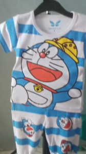 Setelan Baju Bayi Anak Laki-Laki Motif Karakter Doraemon Usia 3-24 Bulan