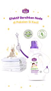 Sleek Baby Laundry Detergent - Sabun Cuci Pakaian Anak & Bayi | Tanpa SLS Ampuh Hilangkan Noda