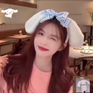 Sanrio Cinnamoroll Headband Blue Pink Plush Ribbon Bow Hair Tie For Girls Headband Hair Accessories