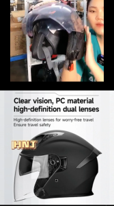 HNJ Double-Lens Helmet with PC High-Definition Outer Lens and Black Sunshade Inner Lens