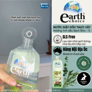 Nước giặt gốc thực vật Earth Choice giặt đồ lót quần áo lành tính cho da hương tinh dầu bạch đàn (1L/Chai)