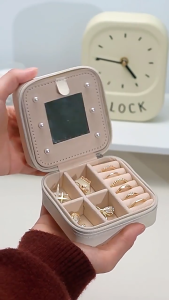 Homepeas® Jewelry Box Storage Box Pu Leather Necklace Ring Earring Ring Storage Box with Mirror