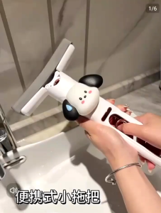 Cute Puppy Mini Mop Portable Squeeze Mop Household Lazy Hand-free Absorbent Sponge Mop Simple Desktop Cleaning Tools