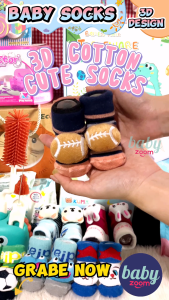 Buy2 Free1! BabyZoom 3D Baby Socks 3pair Set Newborn Baby Cute Socks Girls and Boys Random Designs Cartoon Baby Toddler Socks 3D Anti-slip Boat Socks Cod Cotton Comfortable Soft Baby Ootd Anti-Skid Baby Booties Sock For 0-12 Months 3pcs Free Shipping